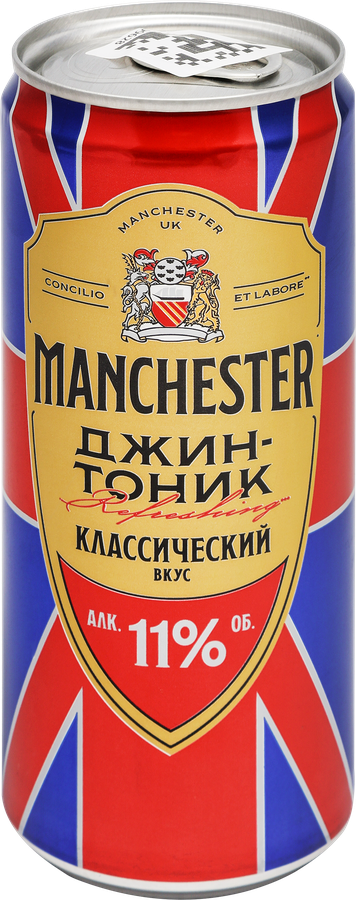 Напиток спиртной MANCHESTER Джин-тоник Особый классический газированный 11,0%, 0.33л, превью