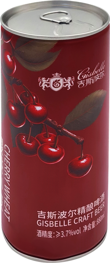 Напиток пивной GISBELLE CRAFT CHERRY WHEATE BEER со вкусом вишни пшеничный нефильтрованный пастеризованный 3,7%, 0.88л, предпросмотр
