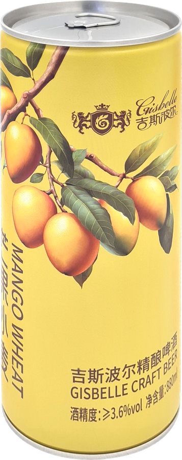 Напиток пивной GISBELLE CRAFT MANGO WHEATE BEER со вкусом манго пшеничный нефильтрованный пастеризованный 3,6%, 0.88л, превью