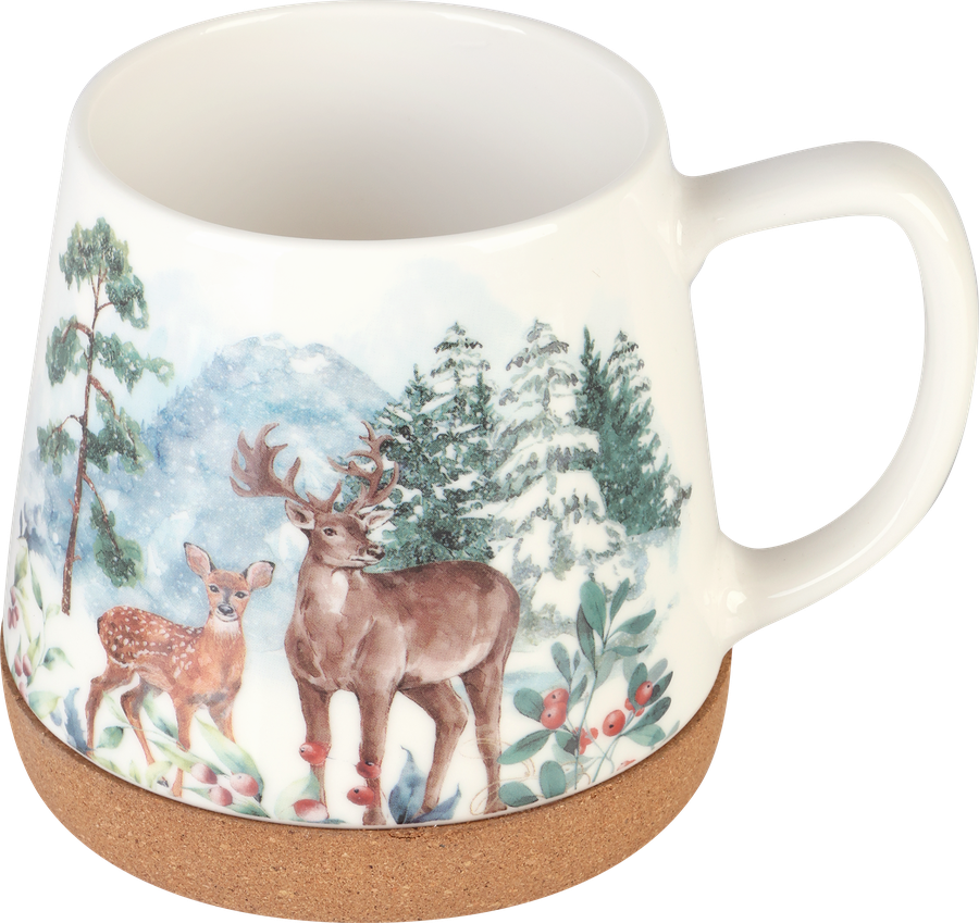 Кружка HOMECLUB Winter forest с пробковым дном, 500мл, фарфор, Арт. 236484, превью