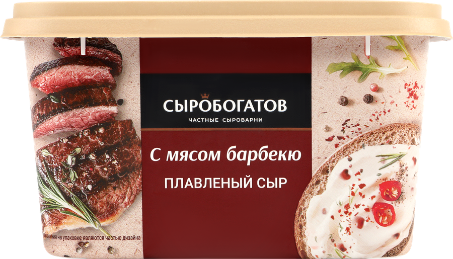 Сыр плавленый СЫРОБОГАТОВ с мясом барбекю 45%, без змж, 400г, предпросмотр