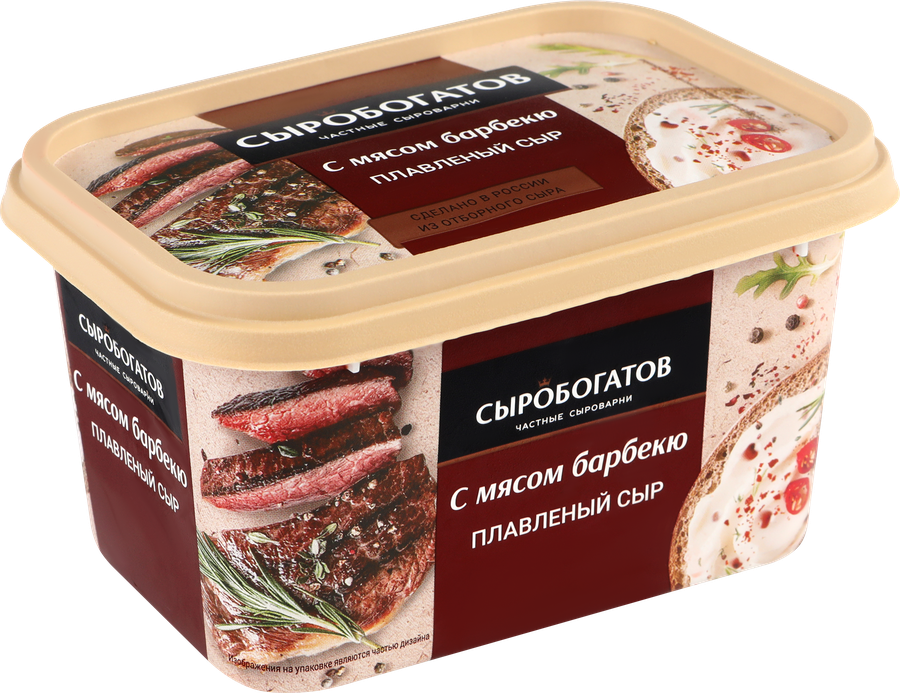 Сыр плавленый СЫРОБОГАТОВ с мясом барбекю 45%, без змж, 400г, превью