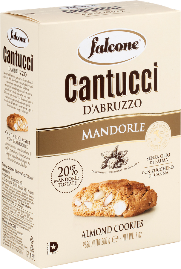 Печенье сахарное FALCONE Кантуччи c миндалем, 200г, предпросмотр