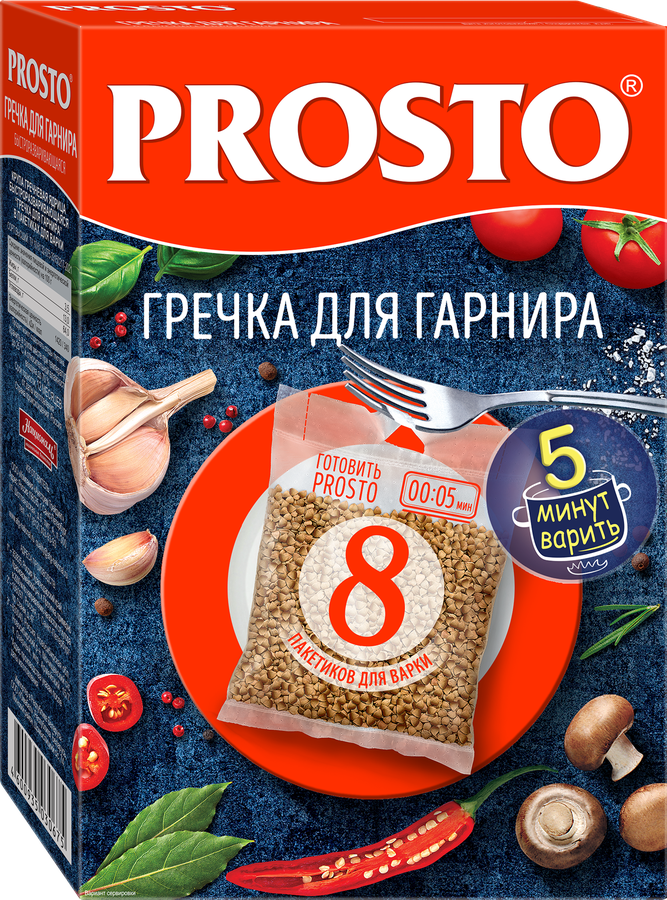 Гречка PROSTO для гарнира, в пакетиках, 8х62,5г, предпросмотр