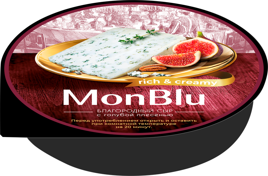 Сыр MONBLU Сливочный с голубой благородной плесенью 60%, без змж, весовой