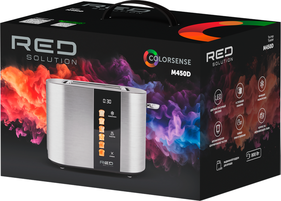 Тостер RED SOLUTION COLORSENSE M450D, 800Вт, предпросмотр
