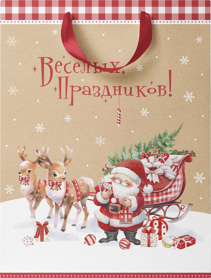 Пакет подарочный ПАКЕТИКО Пряничный домик, крафт, 31x41x10см, Арт. KXL, предпросмотр