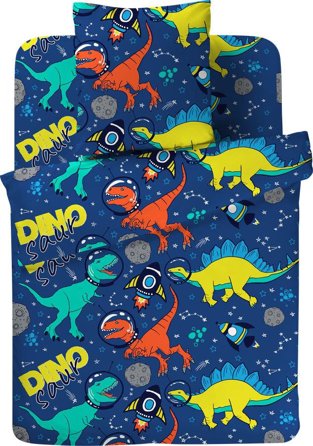 Комплект постельного белья 1,5-спальный HOMECLUB Kids Dino, бязь, предпросмотр