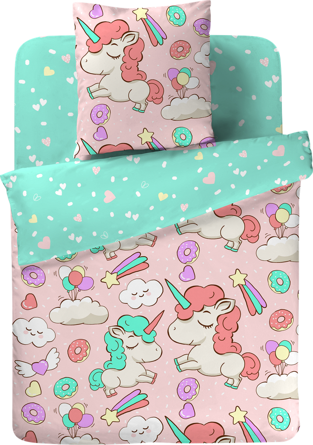 Комплект постельного белья 1,5-спальный HOMECLUB Kids Unicorn, бязь, предпросмотр