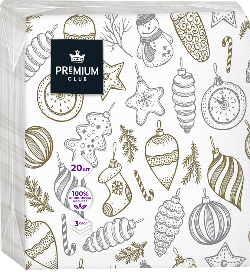 Салфетки бумажные PREMIUM CLUB Игрушки 3-слоя, 33х33см, 20шт, предпросмотр