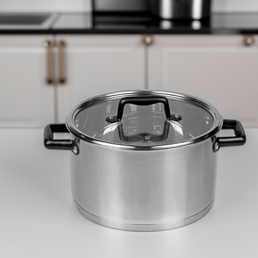 Кастрюля HOPPS Black, с крышкой нержавеющая сталь, 5.8л, Арт. GW-F4, превью