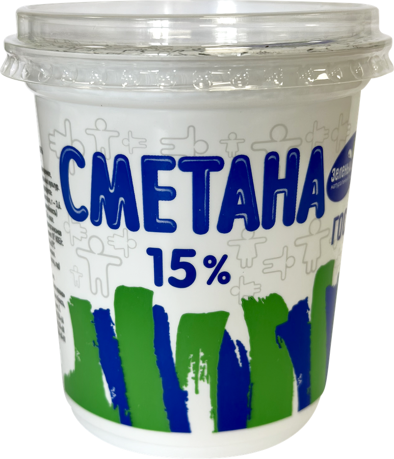 Сметана ЗЕЛЕНЫЙ ЛУГ 15%, без змж, 300г, превью