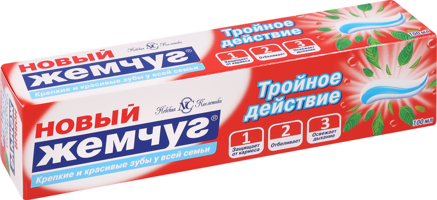 Зубная паста НОВЫЙ ЖЕМЧУГ Тройное действие, 100мл, превью