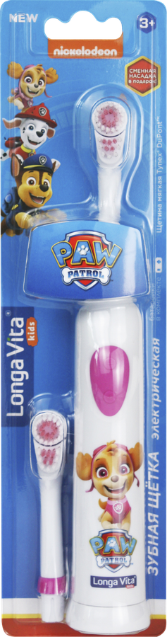 Зубная щетка электрическая детская LONGA VITA Paw Patrol 2 насадки, 3+, KAB-3, в ассортименте, предпросмотр