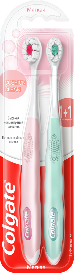 Зубная щетка COLGATE Cushion Clean, мягкая, 2шт, предпросмотр