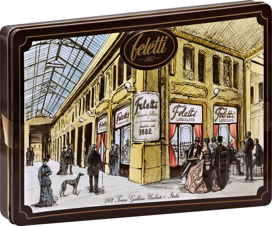 Конфеты FELETTI Latta Galleria Umberto I, пралине из молочного и темного шоколада, 300г, предпросмотр