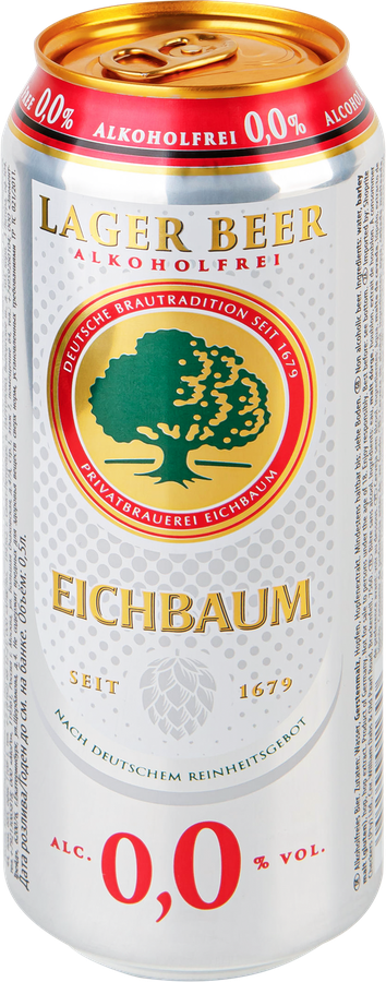 Пиво безалкогольное светлое EICHBAUM Lager Alkoholfrei пастеризованное фильтрованное, 0.5л, предпросмотр