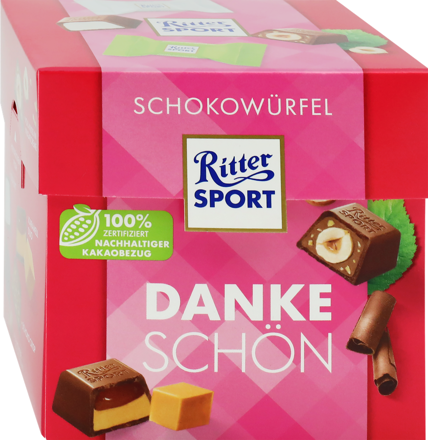 Набор конфет из молочного шоколада RITTER SPORT Choco Cube Danke Schon, 176г, превью