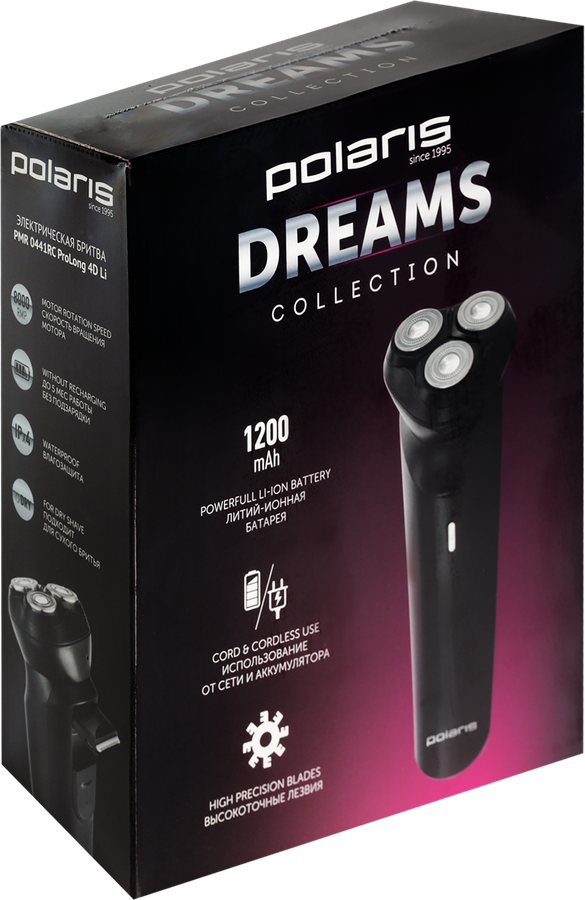 Бритва электрическая POLARIS PMR 0441RC ProLong 4D Li, черная, предпросмотр