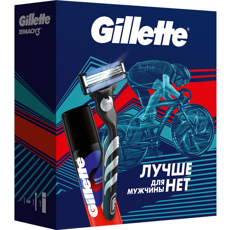 Набор подарочный GILLETTE Mach3 Бритва с 1 сменной кассетой+Пена для бритья, 50мл, превью