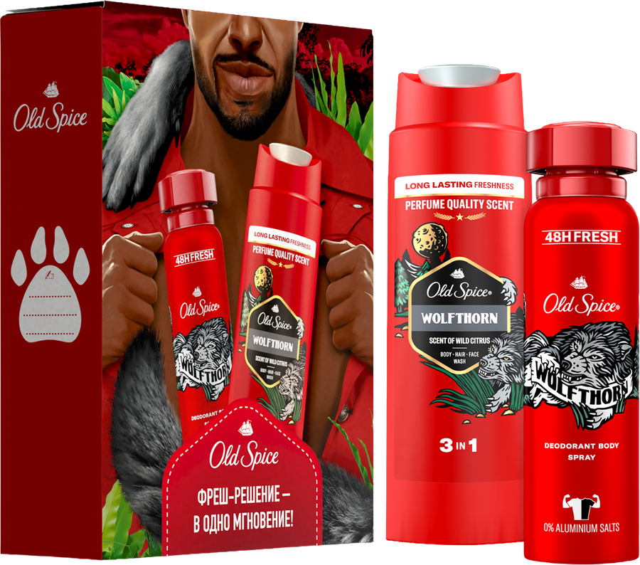 Набор подарочный OLD SPICE Wolfthorn Дезодорант-спрей, 150мл+Гель для душа, 250мл, предпросмотр
