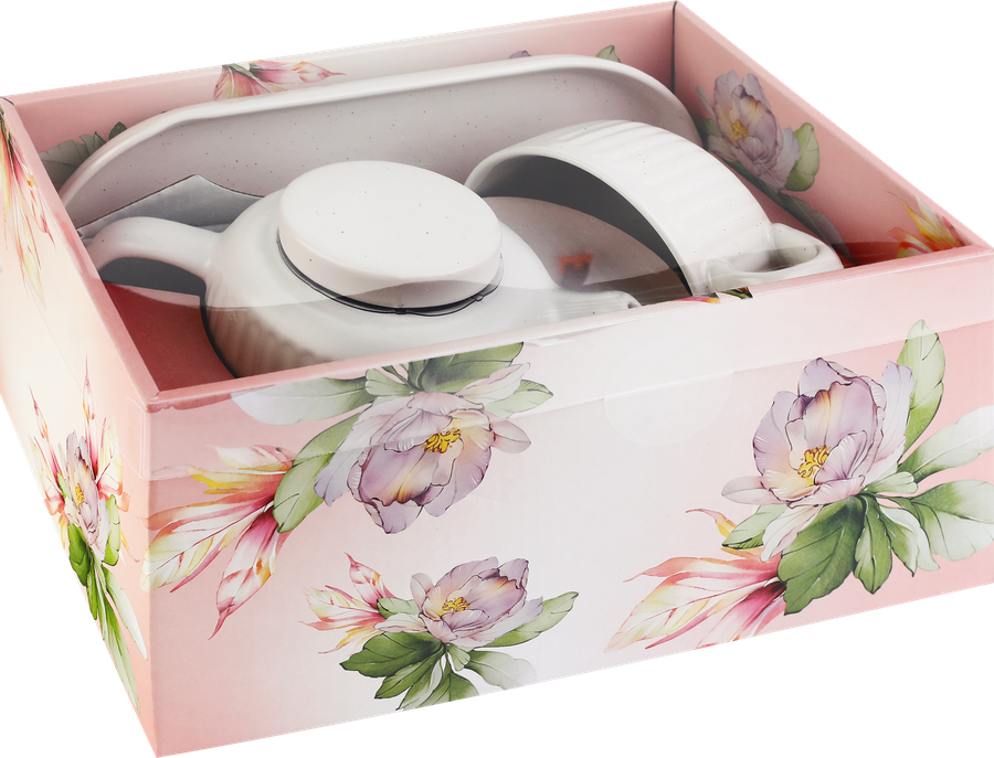 Набор чайный HOMECLUB Tea Time, 3 предмета: чайник 600мл, кружка 240мл, подставка, Арт. KRSCA034/KRSCD1158, превью