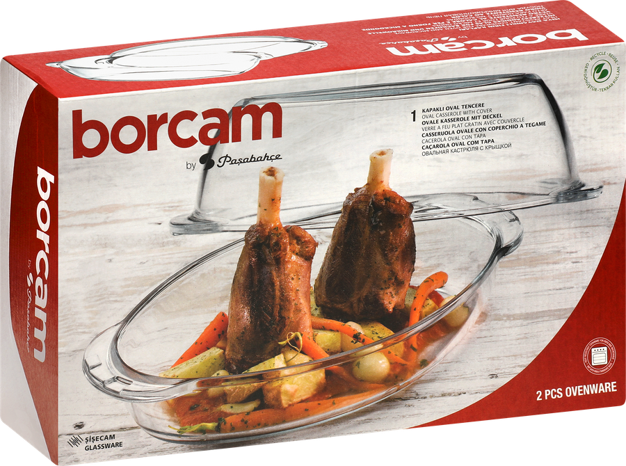 Утятница BORCAM овальная с крышкой, 35х20х10,7см, стекло, Арт. 59052, превью