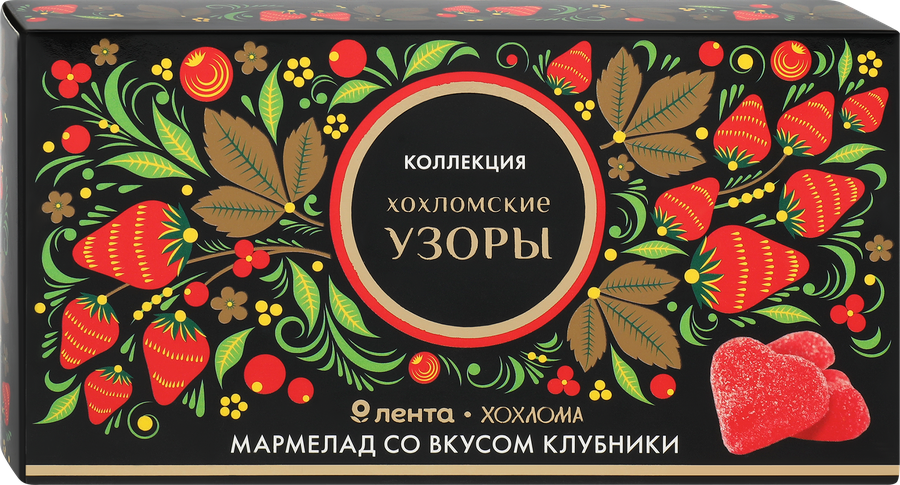 Мармелад желейный ЛЕНТА Русские узоры Хохлома, со вкусом клубники, 120г, предпросмотр