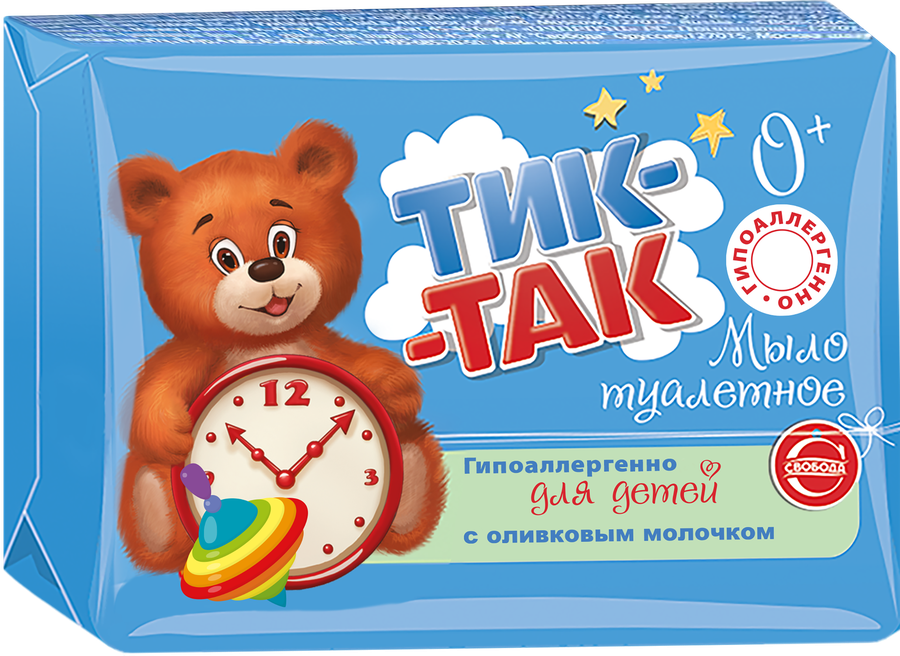 Мыло детское ТИК-ТАК нейтральное с оливковым молочком 0+, 90г, предпросмотр