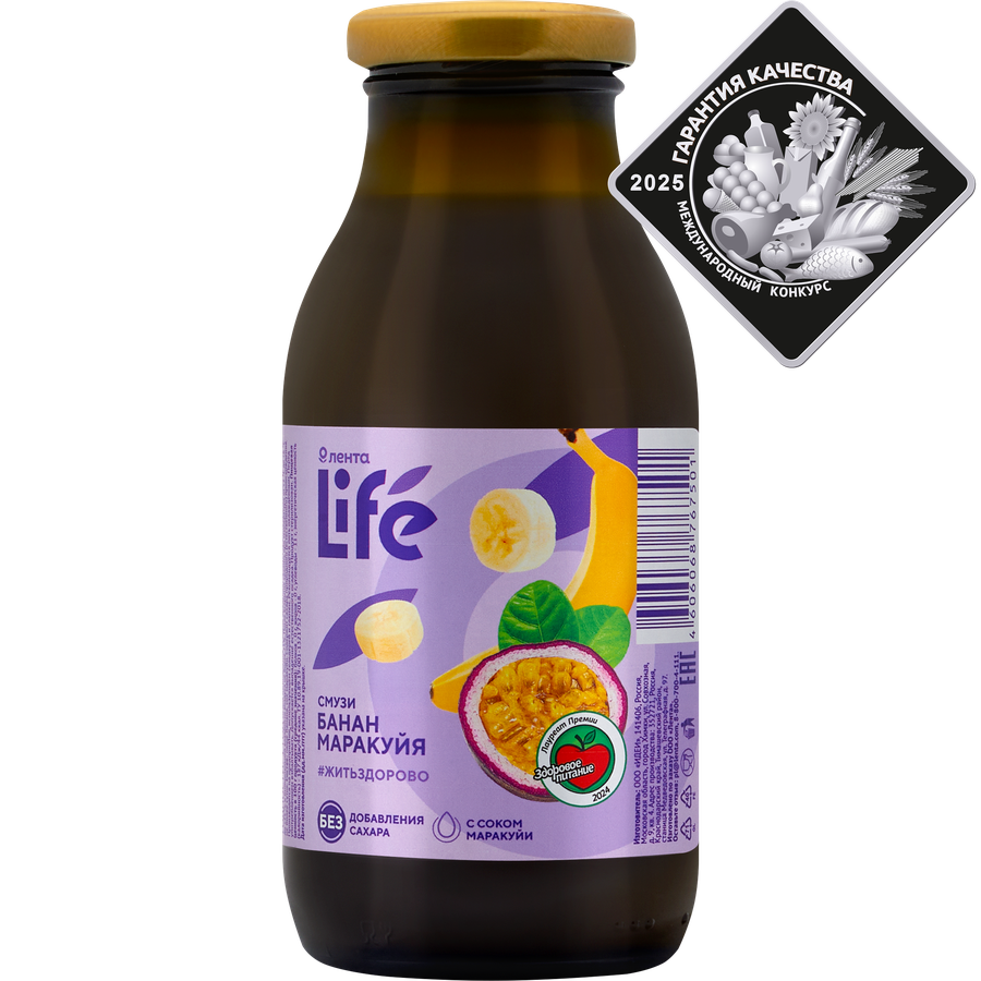 Смузи ЛЕНТА LIFE Банан, маракуйя, 0.3л, предпросмотр