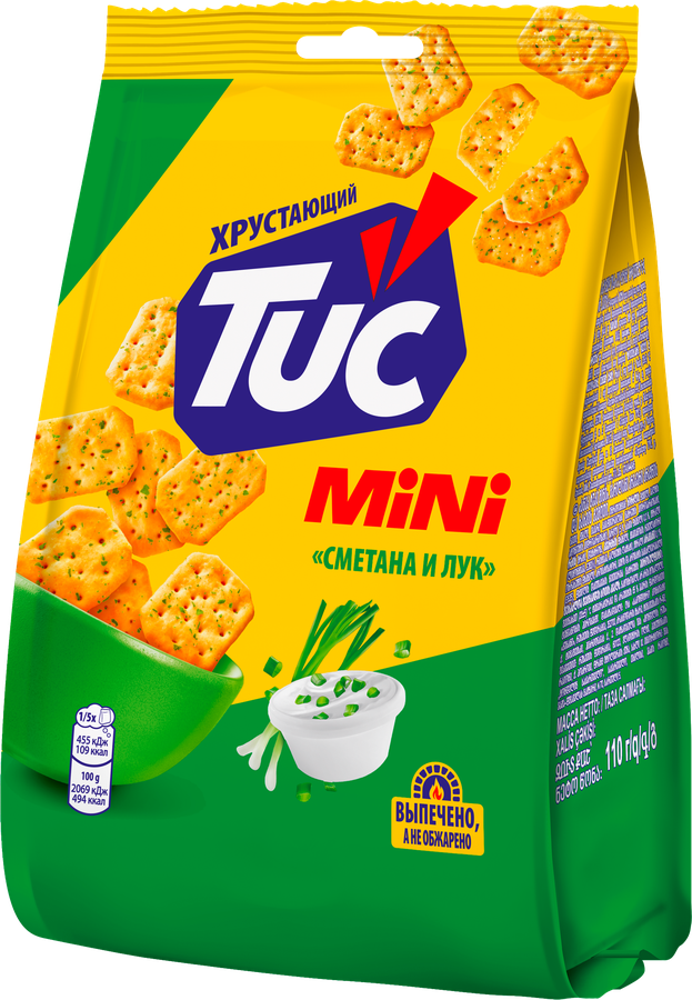 Крекер TUC Снек Мини со вкусом сметаны и лука, 110г, предпросмотр