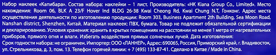 Набор наклеек Капибара, 21х14см, Арт. 3333231, предпросмотр
