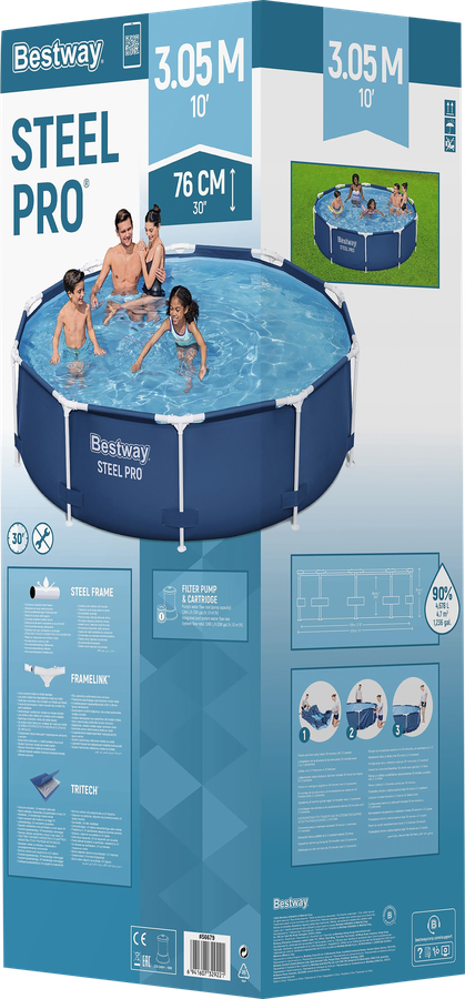 Бассейн каркасный BESTWAY 305x305x76см 4678л, с фильтром-насосом, Арт. 56679, предпросмотр