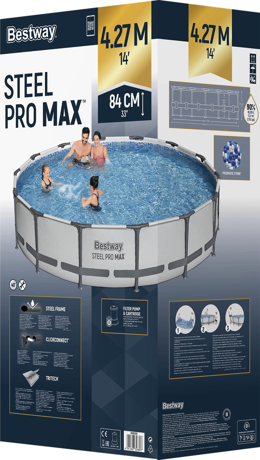 Бассейн каркасный BESTWAY Steel Pro Max 427x84см 10220л, с фильтром-насосом, Арт. 56595, превью