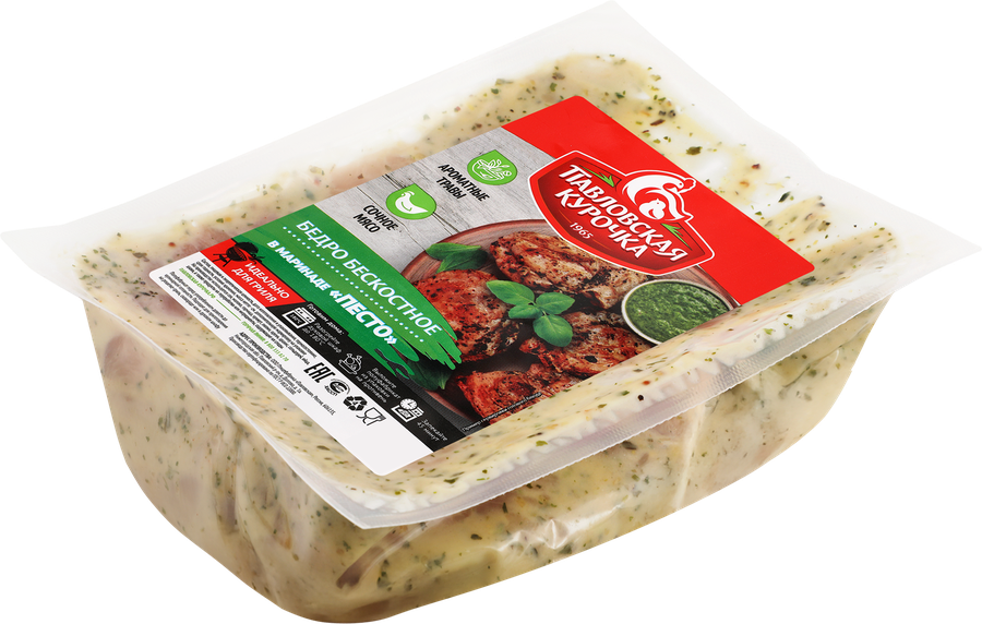 Бедро куриное ПАВЛОВСКАЯ КУРОЧКА в маринаде песто, бескостное, 700г, предпросмотр
