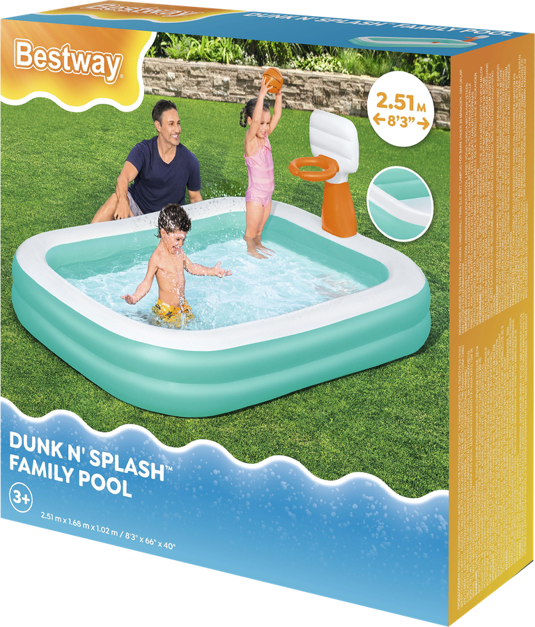 Бассейн надувной BESTWAY 251х168х102см 636л, с кольцом, Арт. 54445, превью