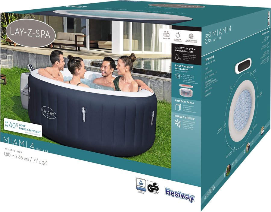 Гидромассажная ванна BESTWAY мини-бассейн СПА 180×66см 669л, Арт. 6001C, превью