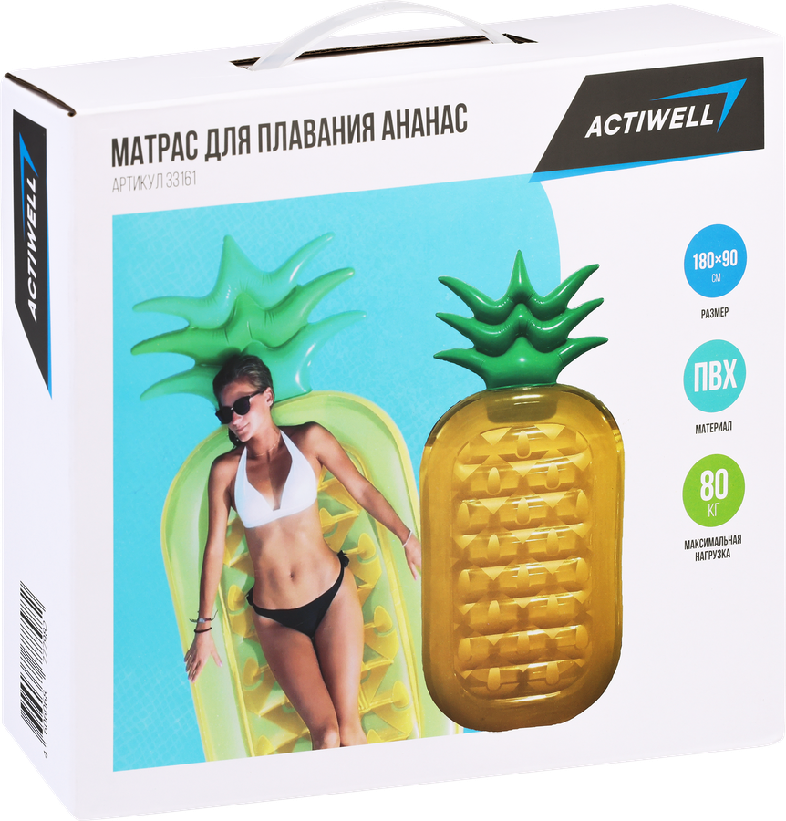 Матрас для плавания ACTIWELL Ананас 180х90см, Арт. 33161, предпросмотр