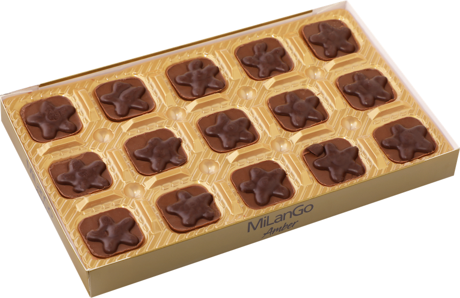 Конфеты SOLEN Milango amber с фундуком, карамельной нугой и молочным шоколадом, 125г, превью