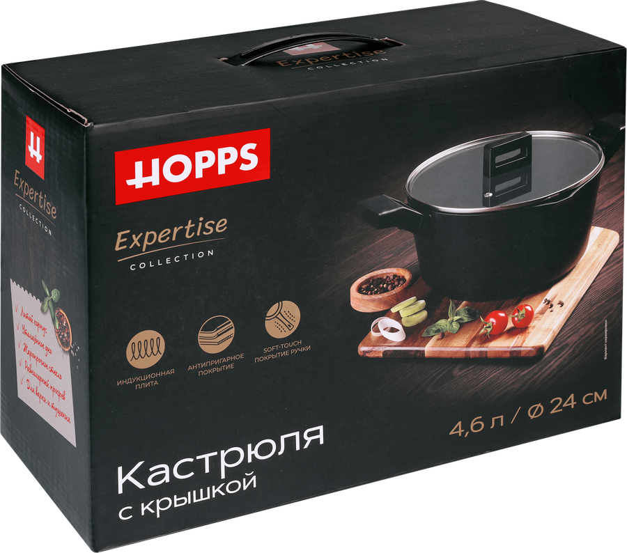 Кастрюля для индукции HOPPS Expertise 24см, литой алюминий, Арт. HW-D9, превью