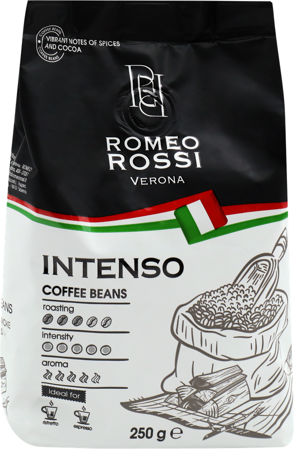 Кофе зерновой ROMEO ROSSI Intenso натуральный жареный, 250г, предпросмотр