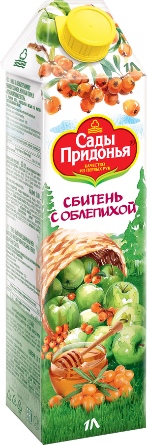 Напиток сокосодержащий САДЫ ПРИДОНЬЯ Сбитень Яблочный с облепихой и ароматом меда, 1л, превью