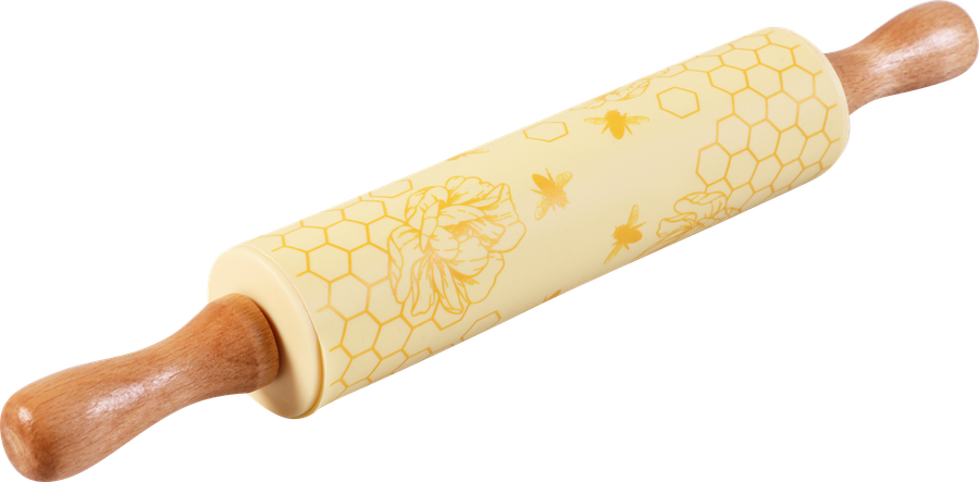 Скалка HOMECLUB Bee Honey 31см, силикон, дерево, Арт. FO-S4, превью