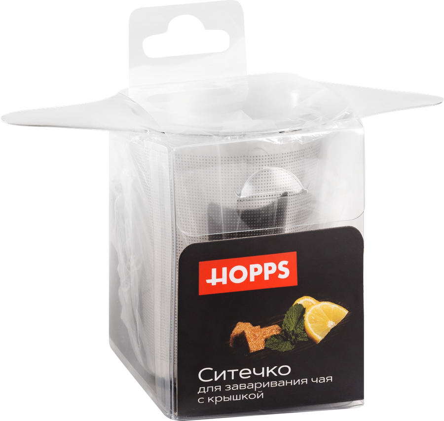 Ситечко для заваривания чая HOPPS с крышкой 13х7,8см, нержавеющая сталь, Арт. O-PS2, превью