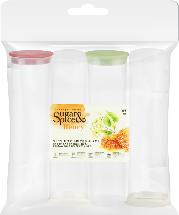 Набор емкостей для специй SUGAR&SPICE Honey, Арт. SE1123МИКС-Л, 4шт, предпросмотр
