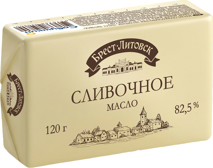 Масло сладкосливочное БРЕСТ-ЛИТОВСК Сливочное несоленое 82,5%, без змж, 120г, превью