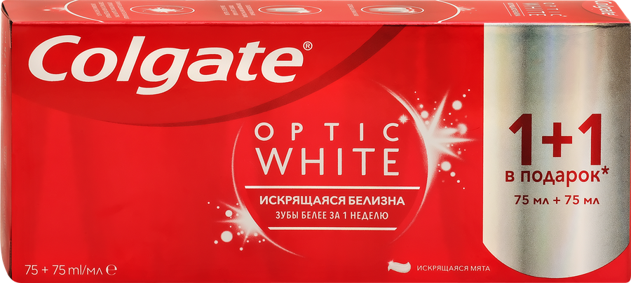 Зубная паста COLGATE Optic White, 2x75мл, превью