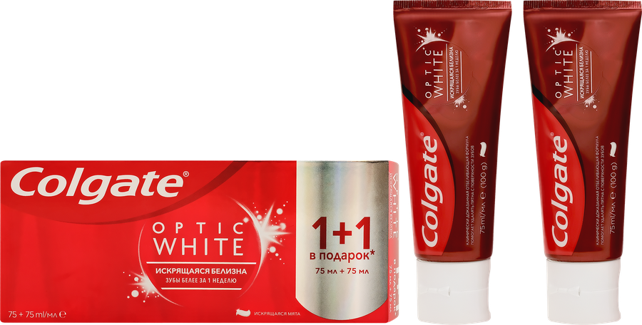 Зубная паста COLGATE Optic White, 2x75мл, превью
