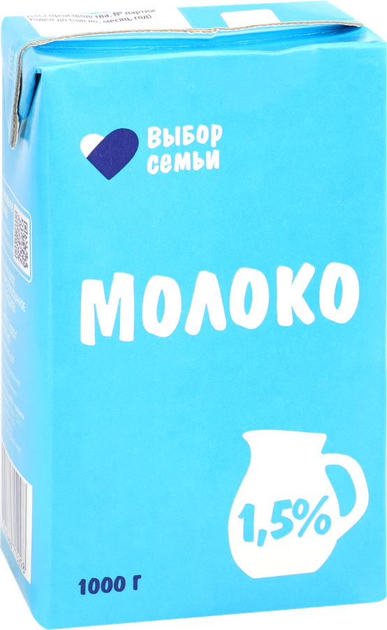 Молоко ультрапастеризованное ВЫБОР СЕМЬИ 1,5%, без змж, 1000г, предпросмотр