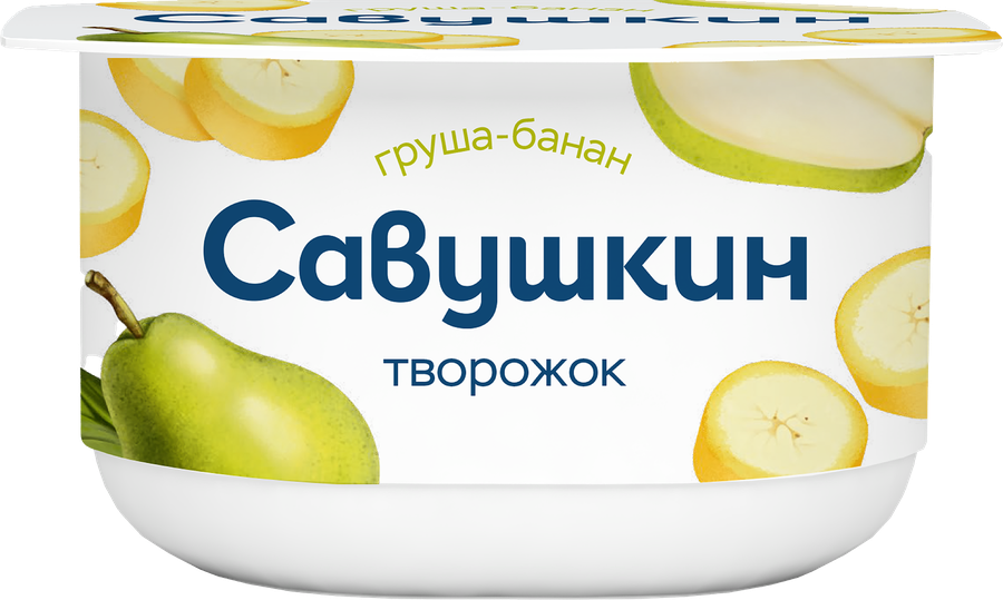 Паста творожная САВУШКИН Груша, банан 3,5%, без змж, 120г, превью